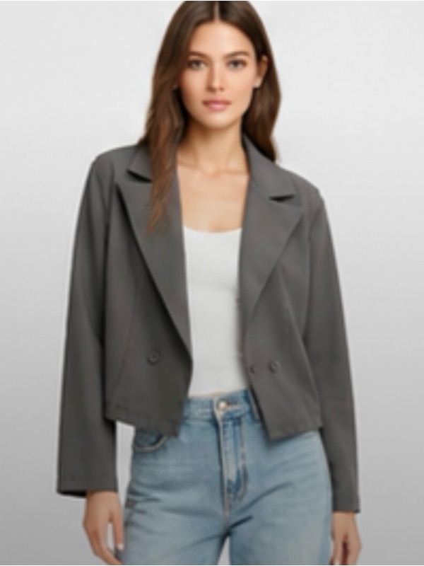19 Cooper Charcoal Gray Cropped Blazer Jacket